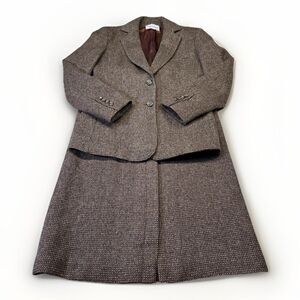 Vintage Evan-Picone for Neiman Marcus Wool Skirt Suit Brown Tweed Two Piece Set